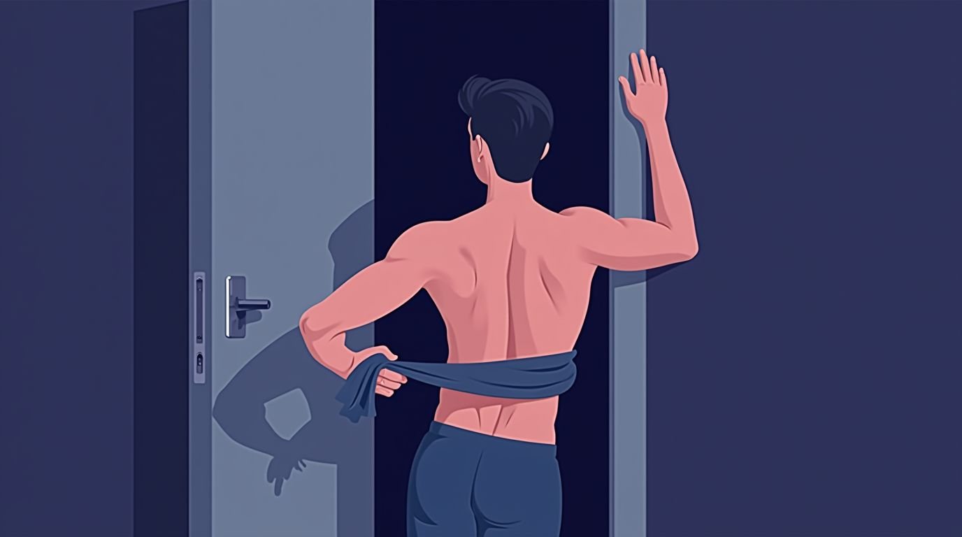 Towel row using a door for pulling and biceps work without equipment
