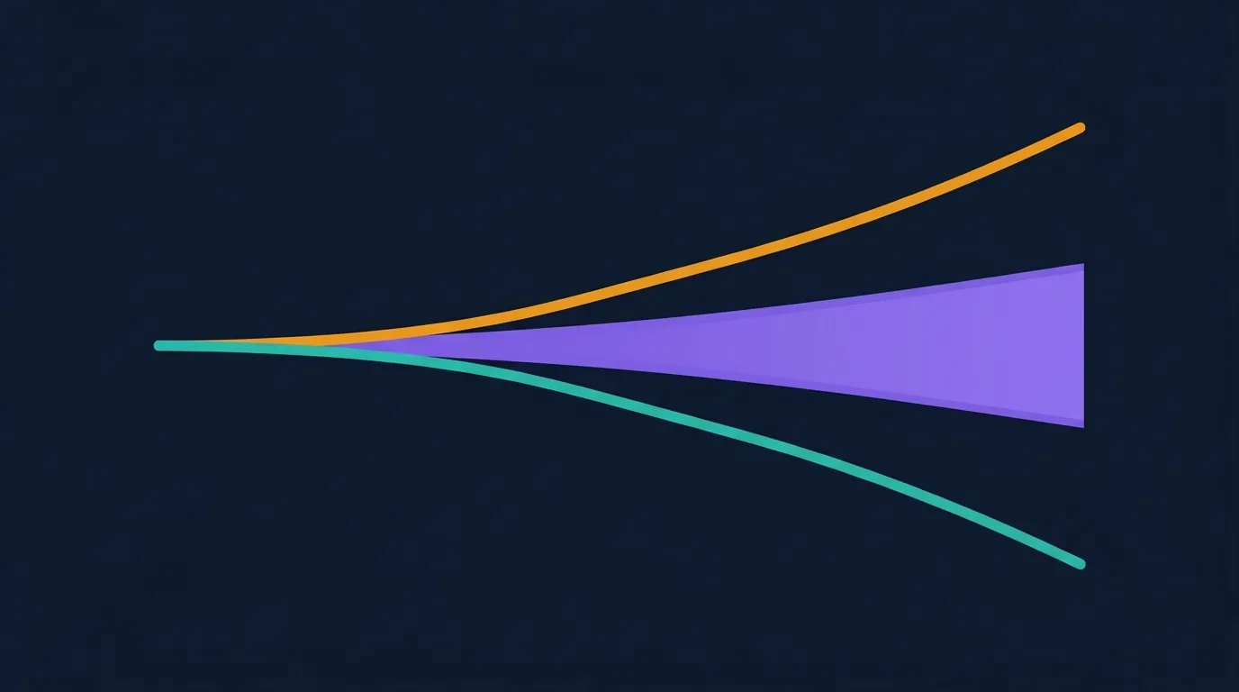 Conceptual visualization of two divergent lines over 8 months: a slowly declining line representing walking-group weight and visceral fat, and a slowly rising line representing sedentary-control weight and visceral fat