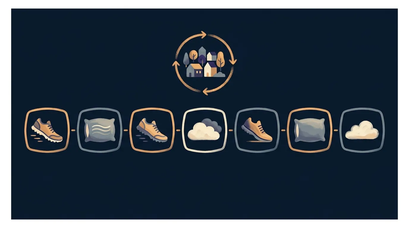 Editorial illustration of a beginner runner's weekly calendar showing three locked-in walk-run sessions with rest days between