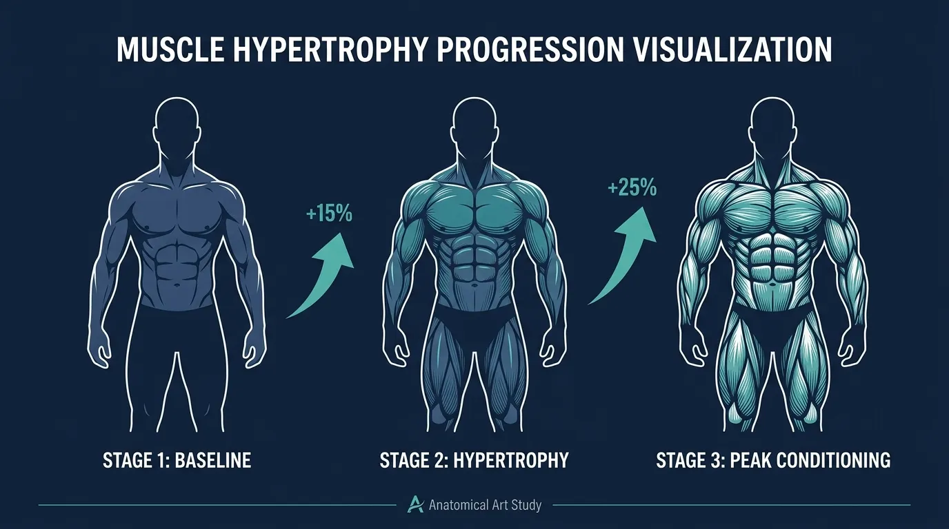 Muscle Growth Progression — from Can You Build Muscle with Just a Fitness App?