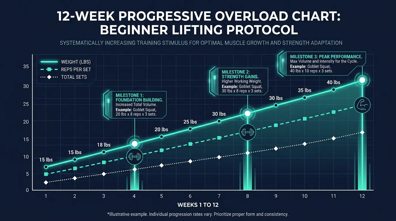 Progressive Overload Chart — visual guide for the How to Know When It's Time to Progress section