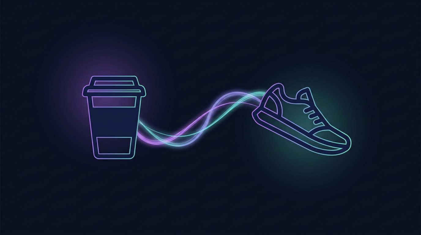 Conceptual illustration showing how a small new behavior anchored to an existing daily routine creates a self-sustaining habit chain without requiring willpower