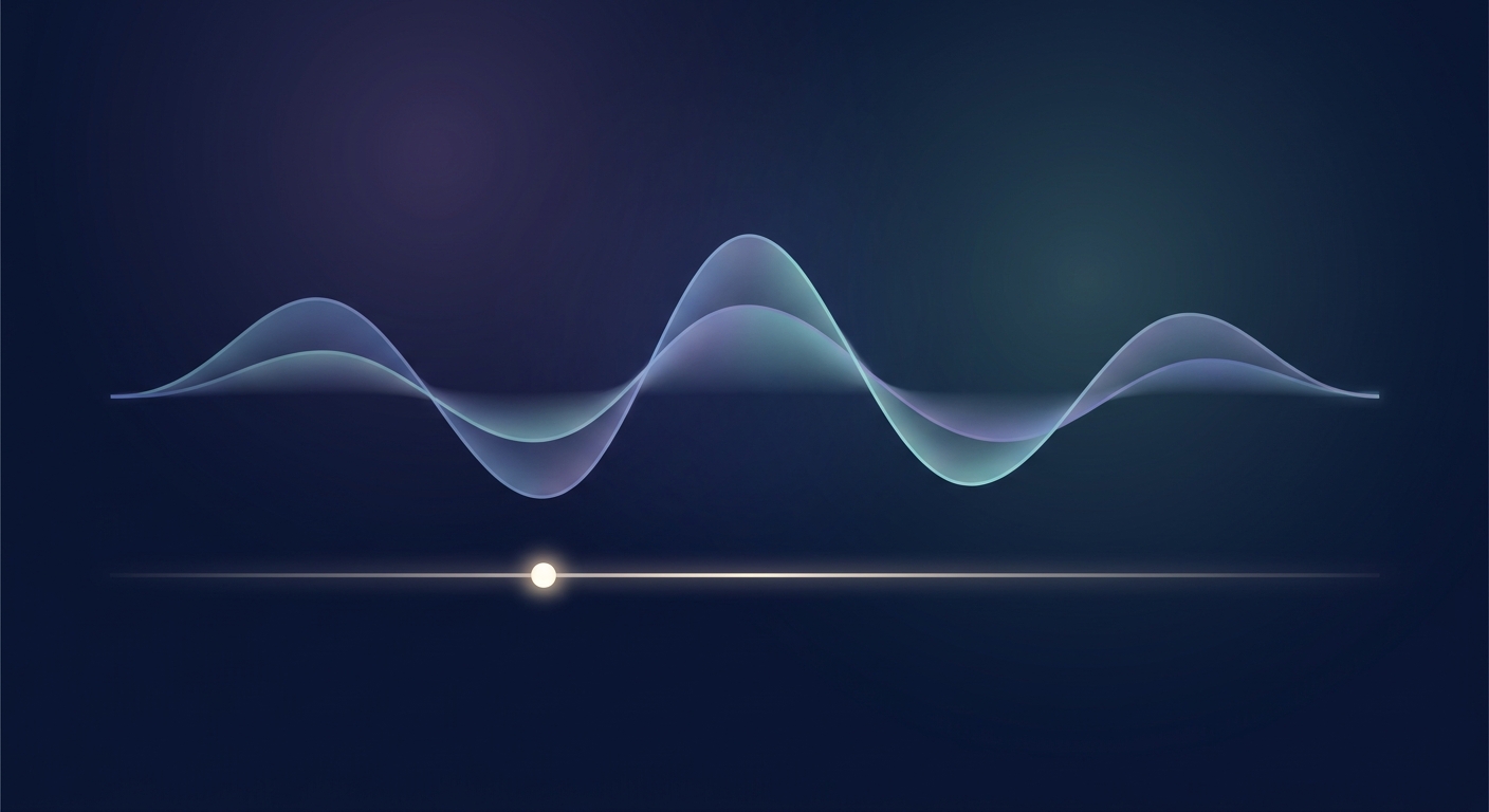 Conceptual illustration showing a calm steady baseline of small daily action persisting beneath a wavy line representing daily fluctuations in mood and energy