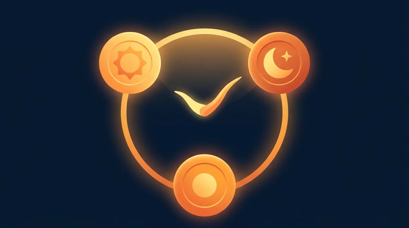 Editorial illustration of a stylized clock face with three meals placed at breakfast, lunch, and dinner positions, symbolizing the modern three-meal-a-day rhythm