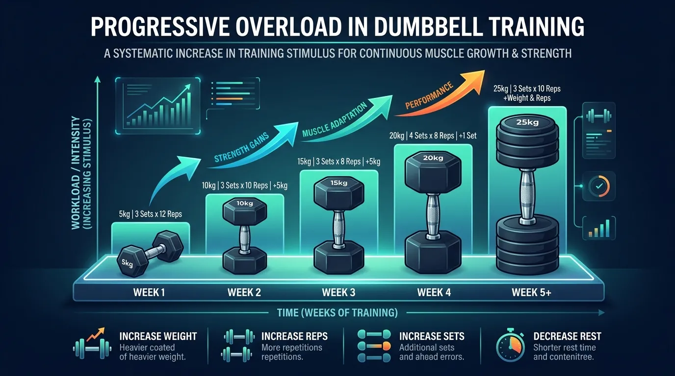 Dumbbell Progressive Overload Features — visual guide for the Why Your Dumbbell App Choice Actually Matters section
