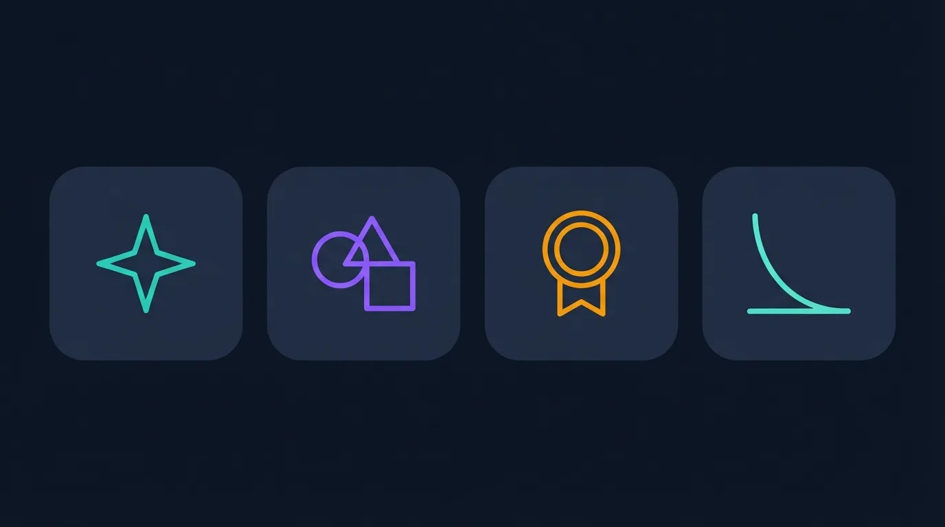 Four icons representing the fun factor criteria used in this ranking: playfulness, variety, reward satisfaction, and dread reduction