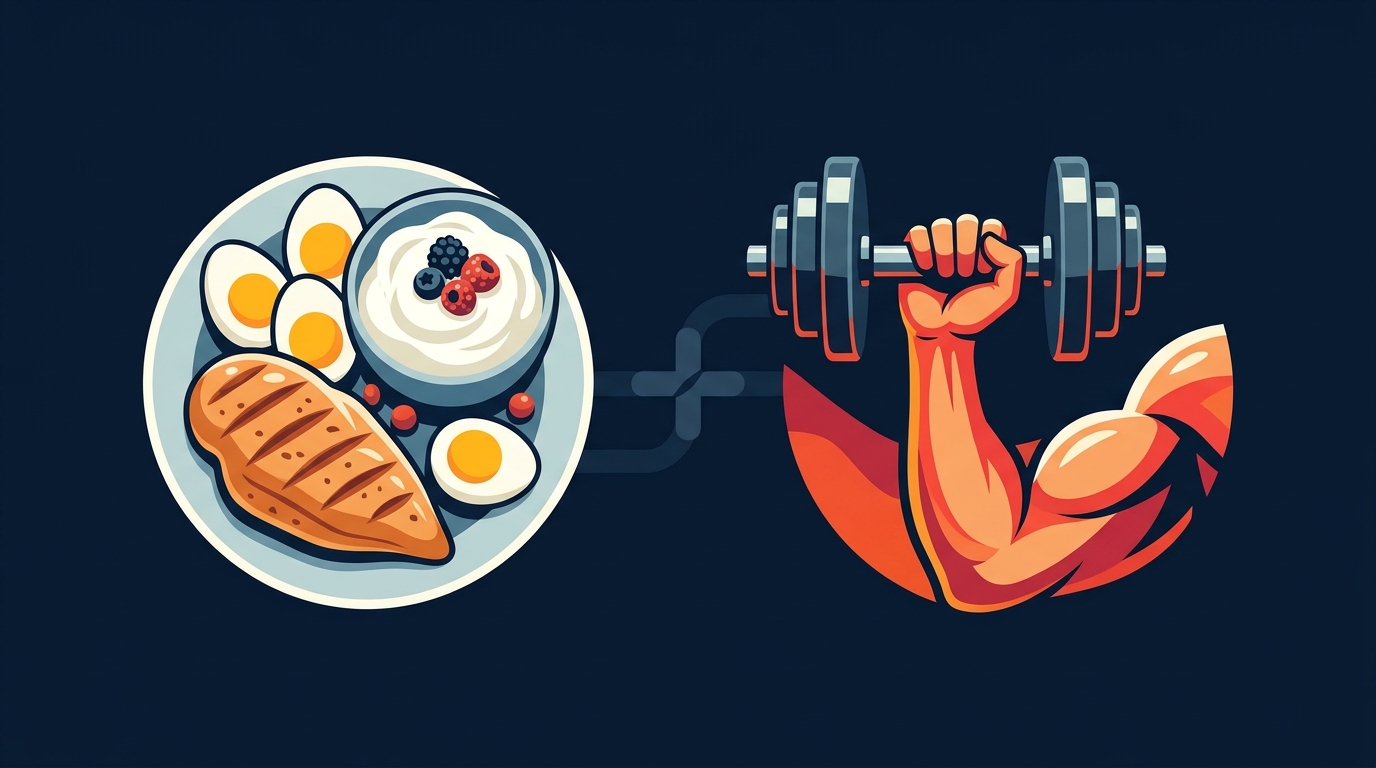 Illustration showing protein intake and resistance training working together to protect muscle on GLP-1 medications