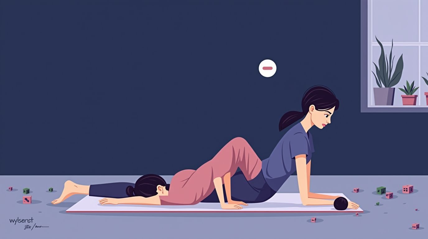 Mom working out at home between interruptions with a pause-friendly app