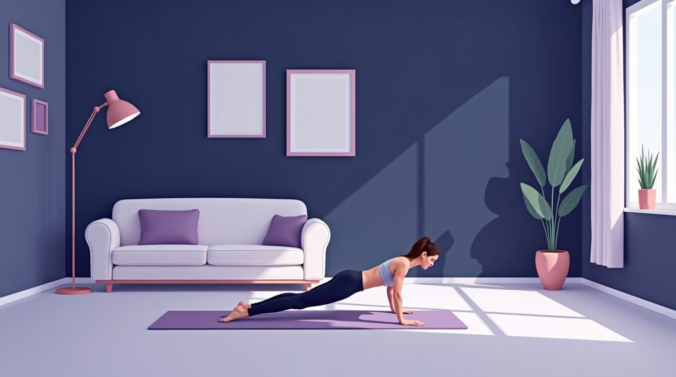 Bodyweight workout in an empty living room with no equipment
