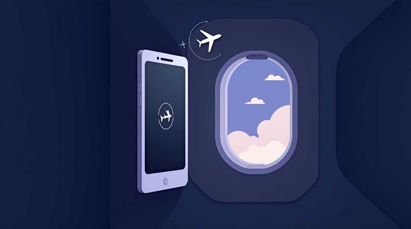 Offline workout app working in airplane mode during a flight