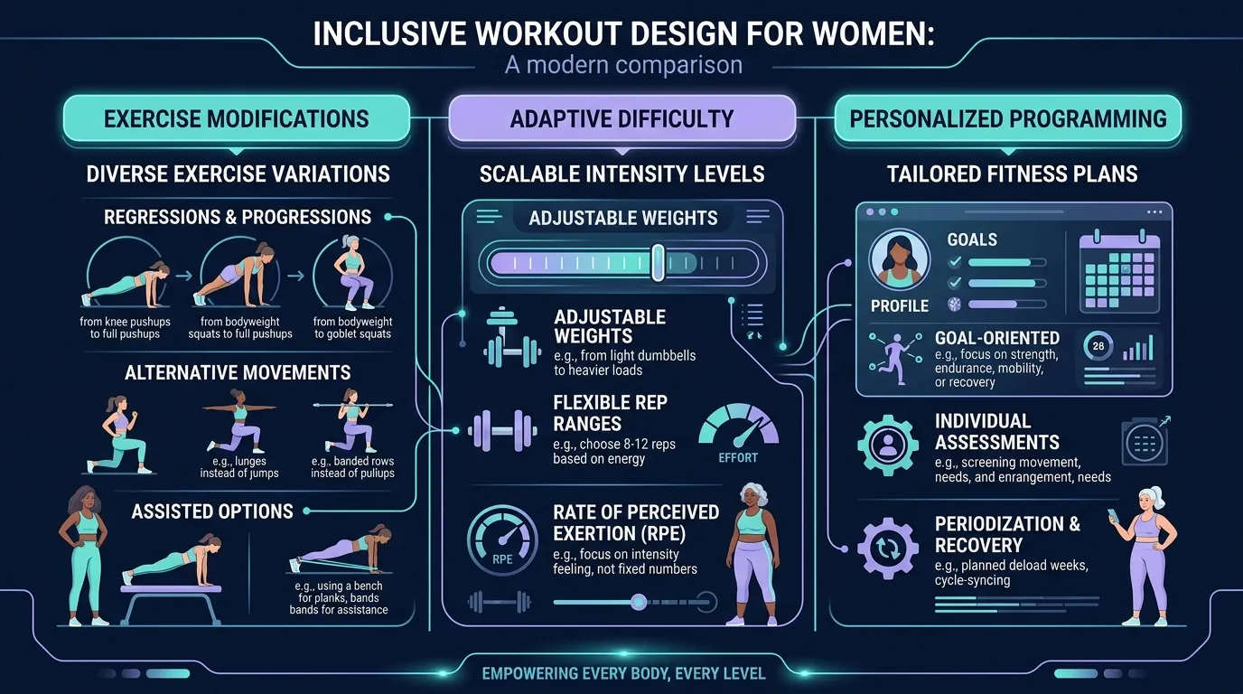 Women Inclusive Workout Design — visual guide for the What Women Actually Look for in a Fitness App section