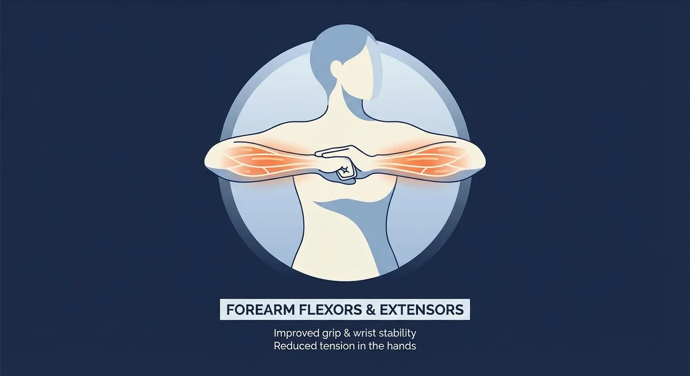 Wrist stretch areas mobilized: forearm flexors, forearm extensors, finger flexors, and wrist joint capsule