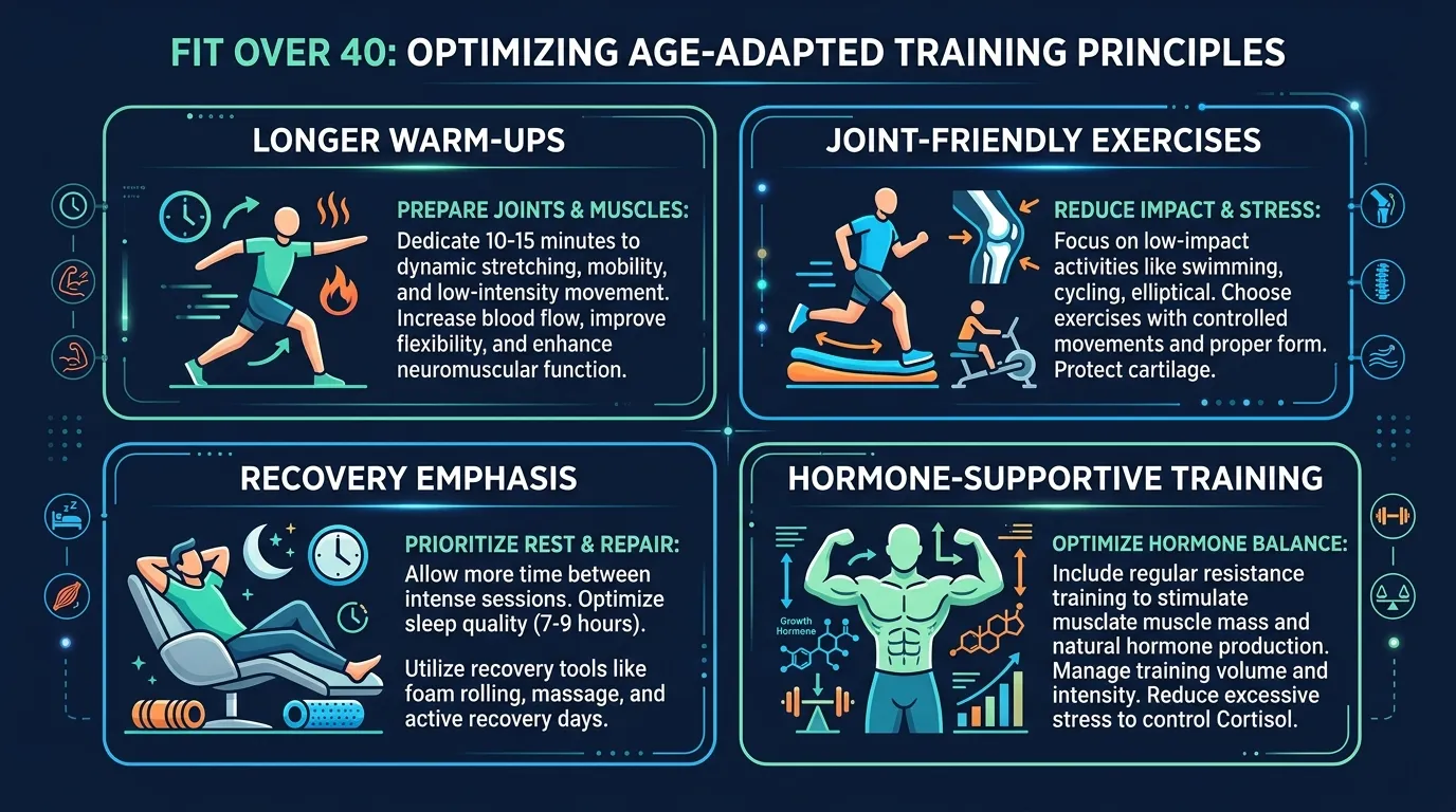 Age Adapted Training Over 40 — visual guide for the Why Most Fitness Programs Fail People Over 40 section