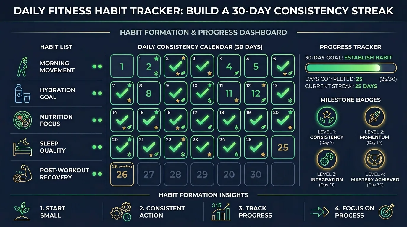 Daily Fitness Habit Tracker — visual guide for the How to Make Consistency Automatic section
