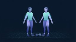 Two standing figures with the soft layer of fat along the back of each upper arm glowing, and a fainter glow at the hips and thighs