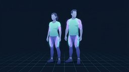Two adults in their forties standing side by side with the shoulder, back, thigh and glute muscles lit up, the tissue a weight loss plan has to protect