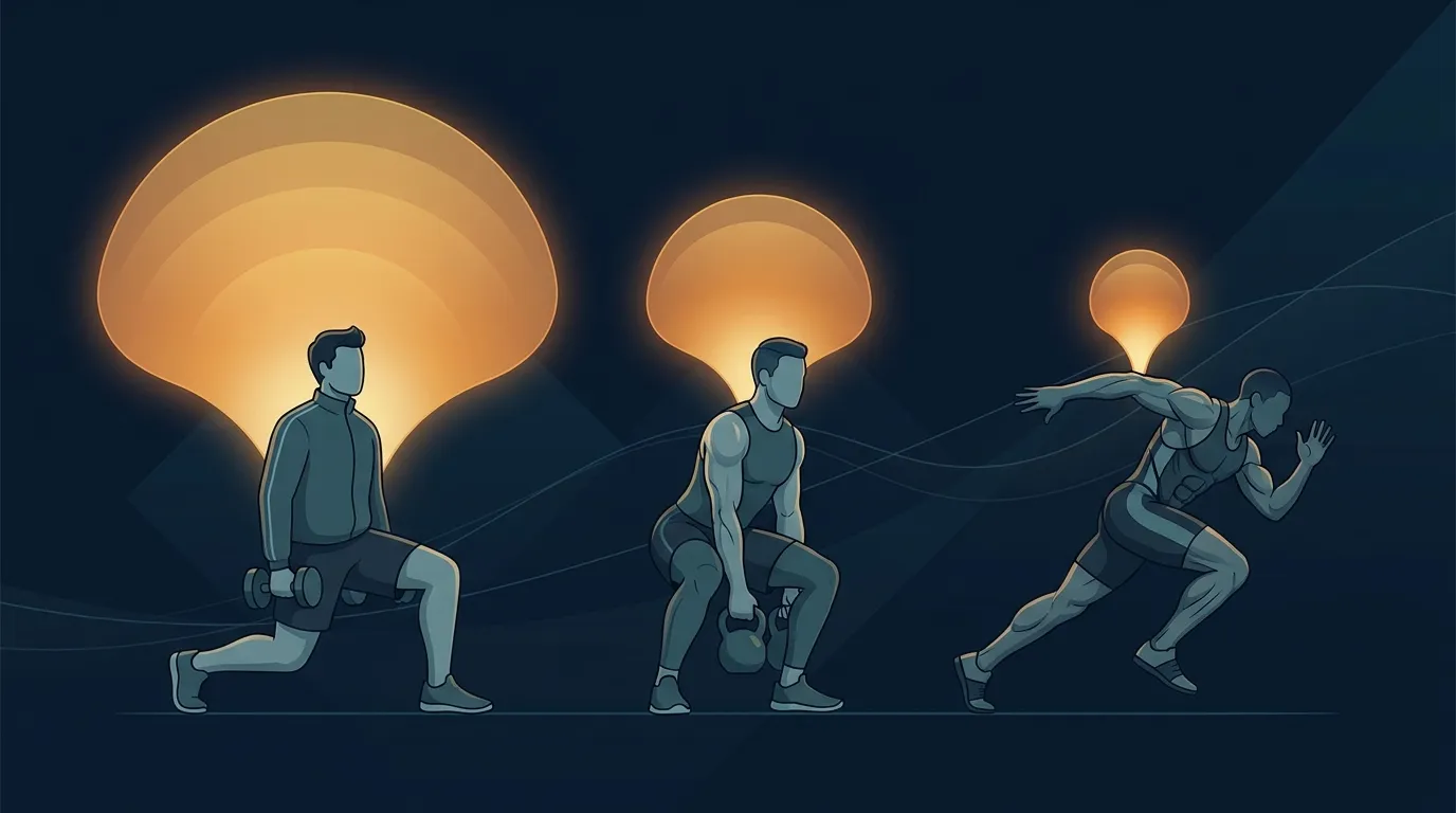 Conceptual illustration showing the spectrum of who responds most to ashwagandha supplementation from recreational trainees to elite athletes