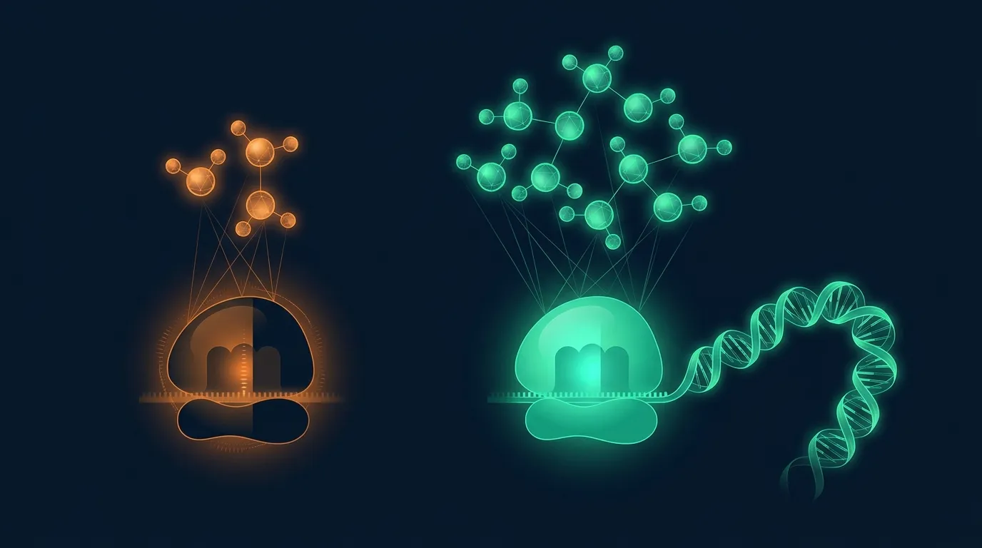 Conceptual illustration comparing muscle protein synthesis stimulated by BCAAs alone versus a full essential amino acid pool from whole protein