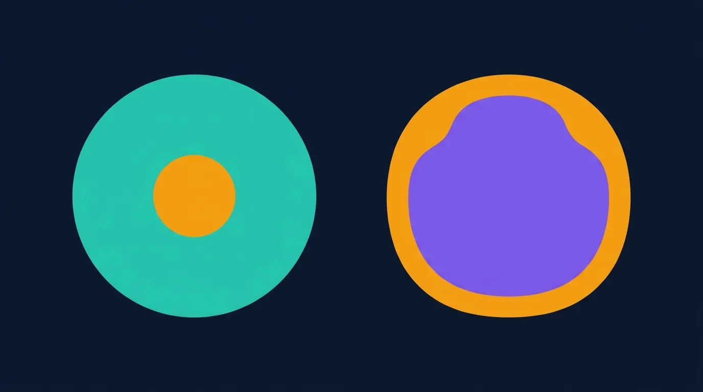 Conceptual illustration contrasting a body silhouette with muscle cells filled with intracellular water on the left, versus a silhouette with subcutaneous fat gain on the right, showing that creatine weight gain is water inside muscle rather than fat under the skin