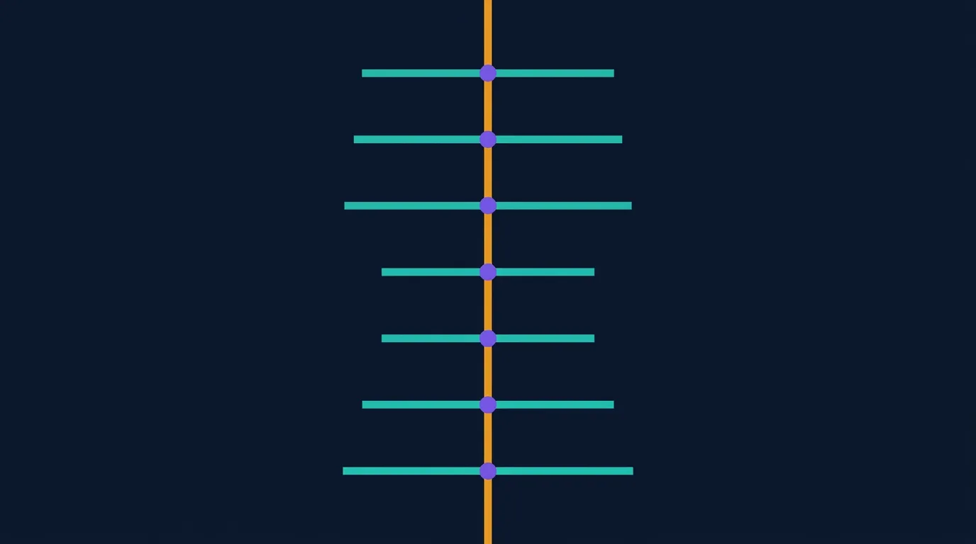 Conceptual visualization of a meta-analysis forest plot centered on the null line, showing multiple pooled trials of glutamine failing to move key exercise outcomes