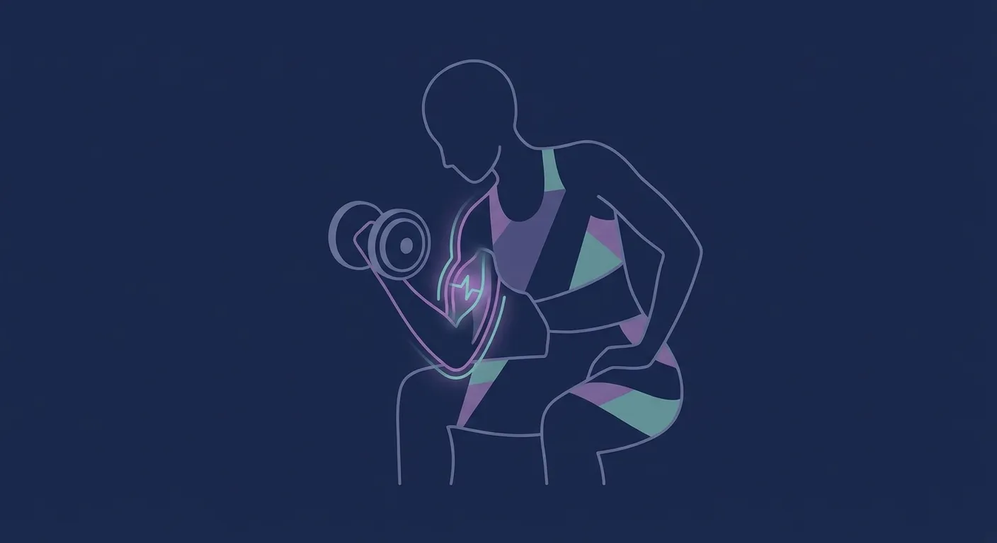 Illustration of focused attention on bicep muscle during a dumbbell curl exercise showing the mind-muscle connection concept