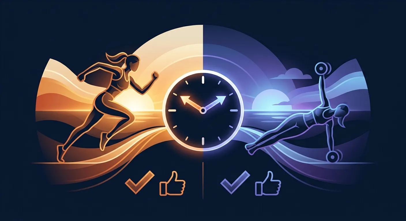 Consistency versus timing infographic showing that exercising at a consistent time of day produces significantly higher activity levels than varying workout timing
