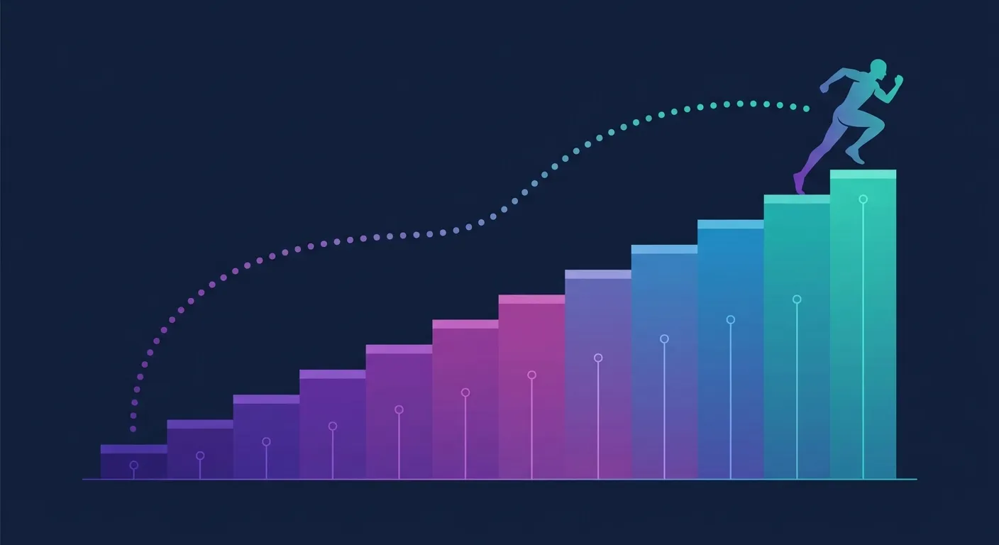 Conceptual illustration showing gradual progression of weekly sub-threshold training volume across a 12 week Norwegian Singles training block
