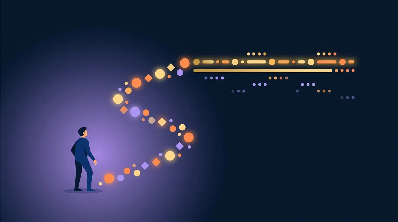 Conceptual illustration of an ascending staircase of small calorie increases climbing back to a maintenance line after a fat-loss phase