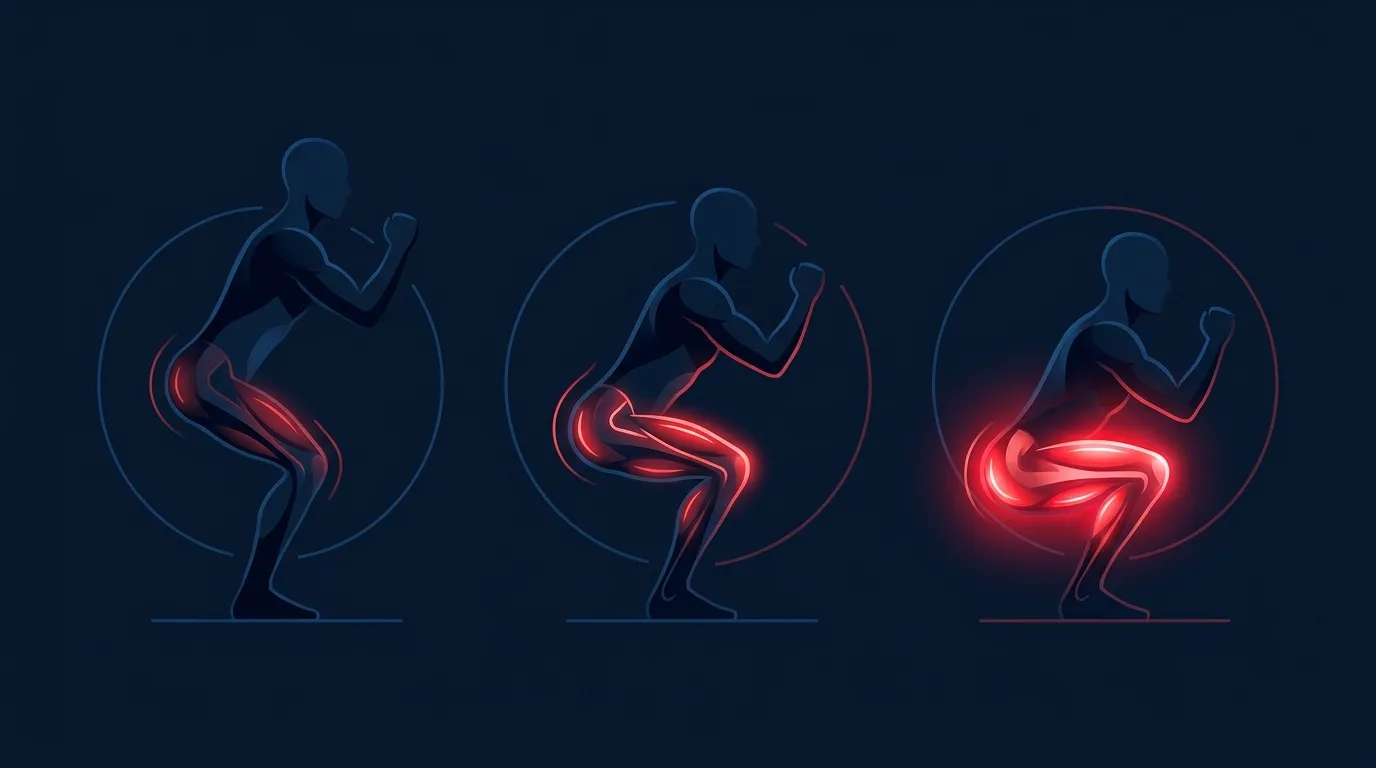 Illustration comparing short, middle, and long muscle length positions during resistance training showing where stretch-mediated hypertrophy is triggered