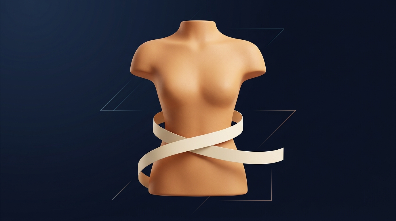 Illustration of correct waist circumference measurement technique for the US Navy body fat method showing tape positioning around the torso